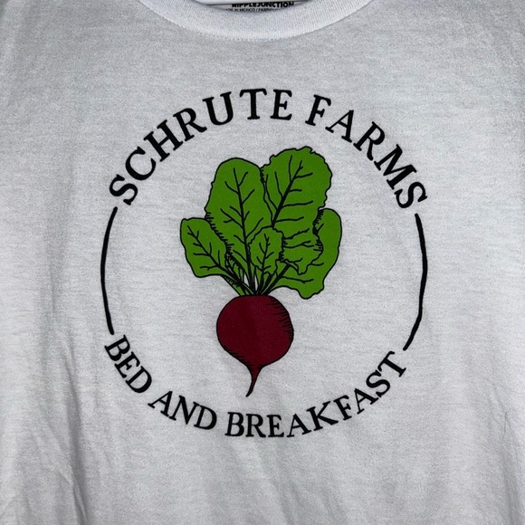 The Office Schrute Farms Dwight Fan Beets White Tee Women’s Size Large Funny - Picture 3 of 5